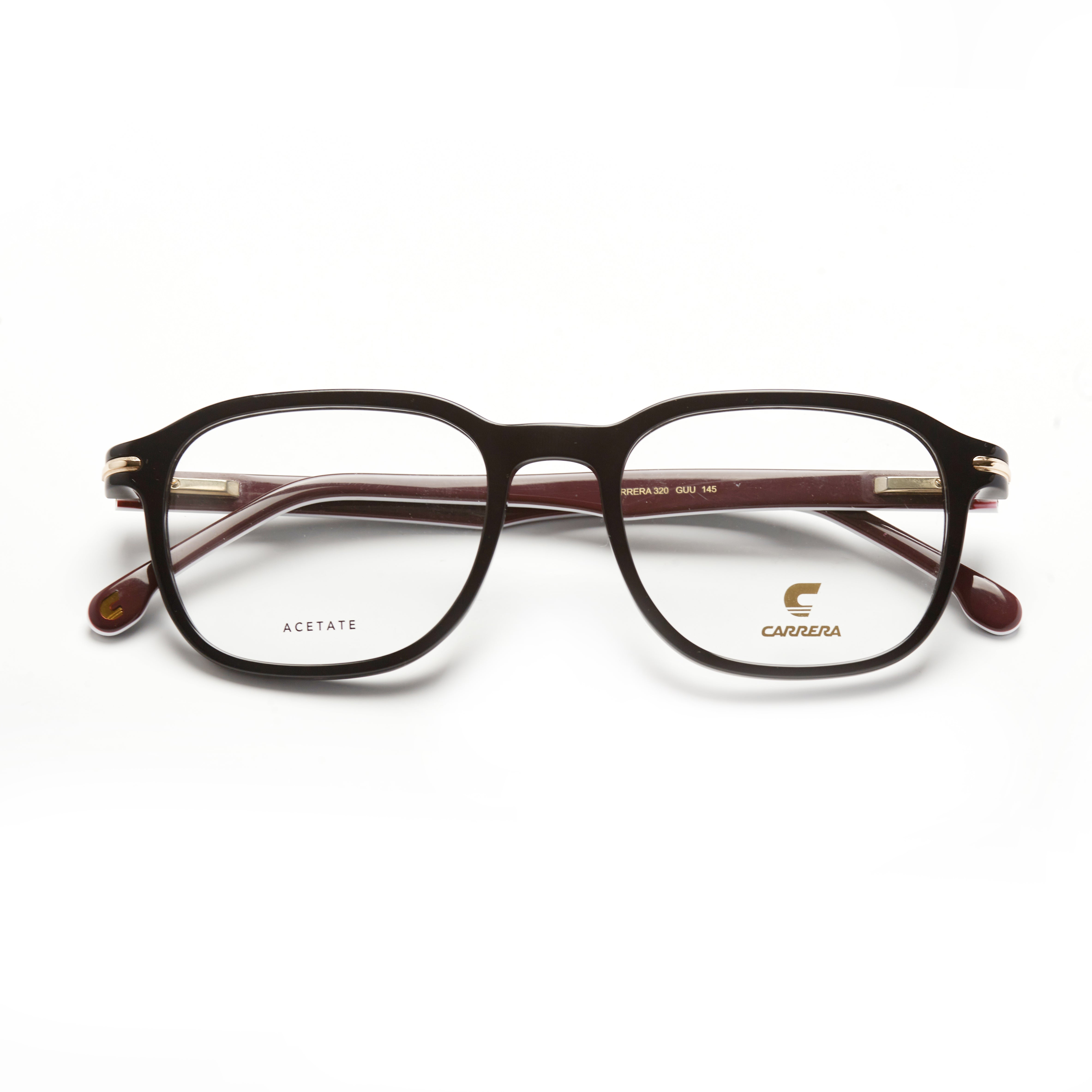Carrera 320 – Noir & Bordeaux Acétate (Homme)